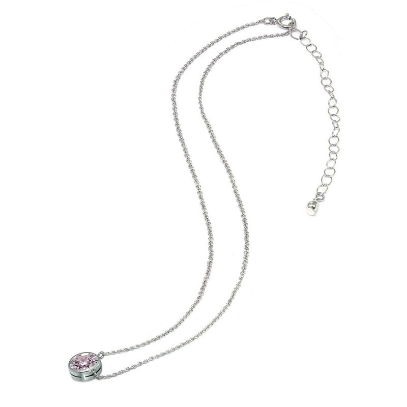 GemStar USA Sterling Silver Pink 6mm Round Bezel-Set Dainty Choker Necklace Made with European Crystals - Image 5